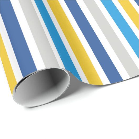 Blauwe en gouden strepen cadeaupapier (Rol Hoek)