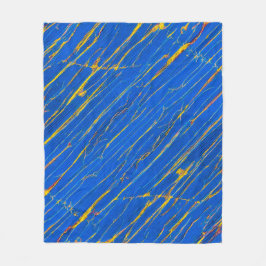 Blauwe en gouden strepen fleece deken