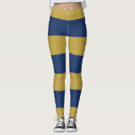 Blauwe en gouden strepen leggings<br><div class="desc">dikke blauwe en gouden strepen.</div>