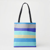 Blauwe en gouden strepen tote bag (Voorkant)