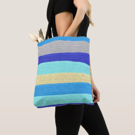 Blauwe en gouden strepen tote bag