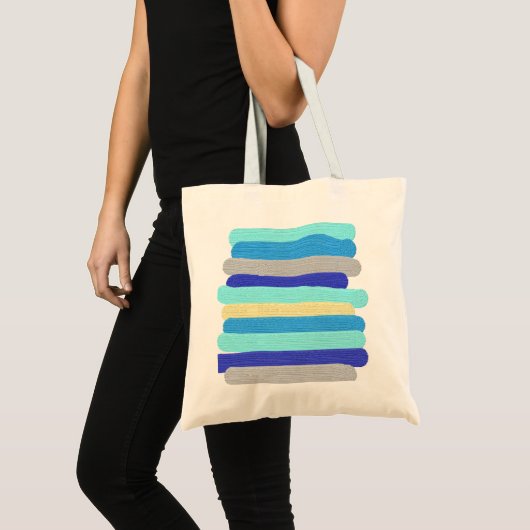 Blauwe en gouden strepen tote bag (Voorkant (product))