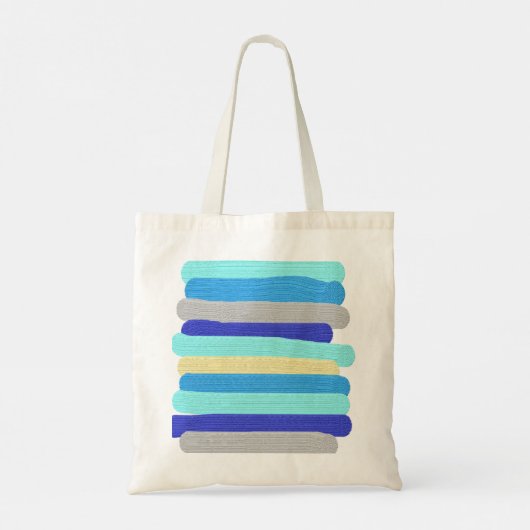 Blauwe en gouden strepen tote bag (Achterkant)