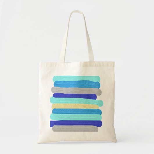 Blauwe en gouden strepen tote bag (Voorkant)