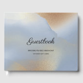 Blauwe en gouden textuur gastenboek (Voorkant)
