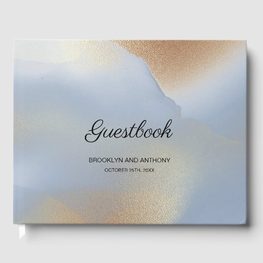 Blauwe en gouden textuur gastenboek (Voorkant)
