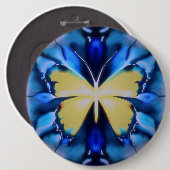 Blauwe en gouden Tie Dye Butterfly Button (Voorkant /achterkant)