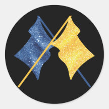 Blauwe en gouden vlaggen