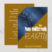 Blauwe en gouden vlek Mitzvah Bar Mitzvah Kaart (Voorkant / Achterkant)