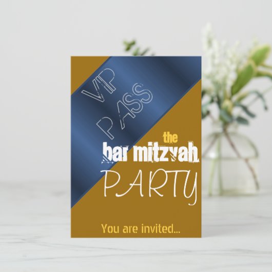 Blauwe en gouden vlek Mitzvah Bar Mitzvah Kaart (Staand voorkant)