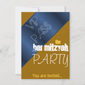 Blauwe en gouden vlek Mitzvah Bar Mitzvah Kaart (Voorkant)