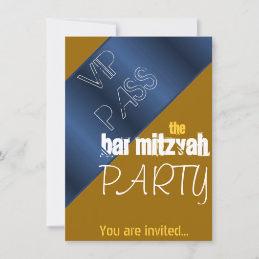 Blauwe en gouden vlek Mitzvah Bar Mitzvah Kaart (Voorkant)