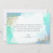 Blauwe en gouden Waterverf Bar Mitzvah Bedankkaart (Achterkant)