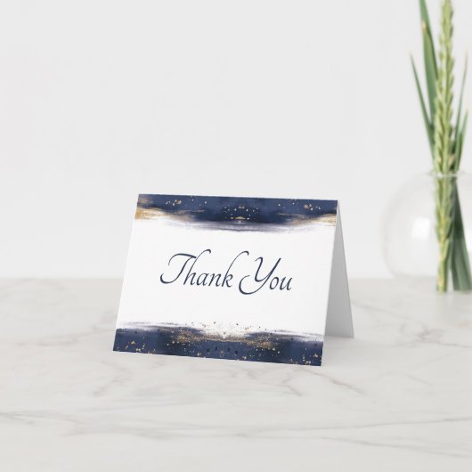Blauwe en gouden waterverf bedankt (Voorkant)