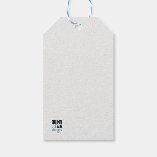 Blauwe en gouden Waterverf Cadeaulabel (Achterkant)