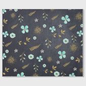 Blauwe en gouden Waterverf Cadeaupapier (Vlak)