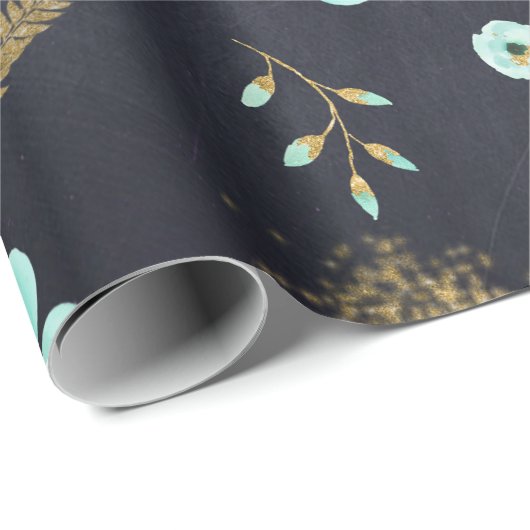 Blauwe en gouden Waterverf Cadeaupapier (Rol Hoek)