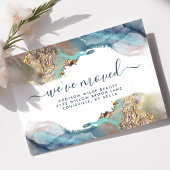 Blauwe en gouden Waterverf Ink Moving Announge Aankondigingskaart