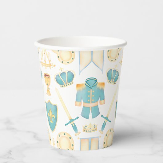 Blauwe en gouden Waterverf Kleine prins Birthday Papieren Bekers (Voorkant)