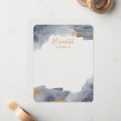 Blauwe en gouden Waterverf Notitiekaartje (Voorkant / Achterkant in situ)