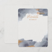 Blauwe en gouden Waterverf Notitiekaartje (Voorkant / Achterkant)
