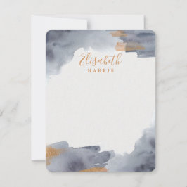 Blauwe en gouden Waterverf Notitiekaartje