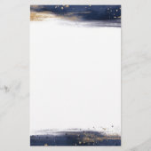 Blauwe en gouden waterverf penseelstreken op maat briefpapier (Achterkant)