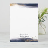 Blauwe en gouden waterverf penseelstreken op maat kaart (Staand voorkant)