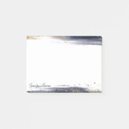 Blauwe en gouden waterverf penseelstreken op maat post-it® notes