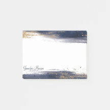 Blauwe en gouden waterverf penseelstreken op maat