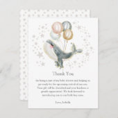 Blauwe en Gouden Waterverf Schattigee Walvis Dank  Kaart (Voorkant / Achterkant)