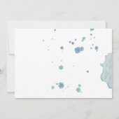 Blauwe en gouden Waterverf Was de datum opslaan Save The Date (Achterkant)