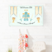 Blauwe en gouden Waterverf Welkomstwoord Spandoek (Insitu)