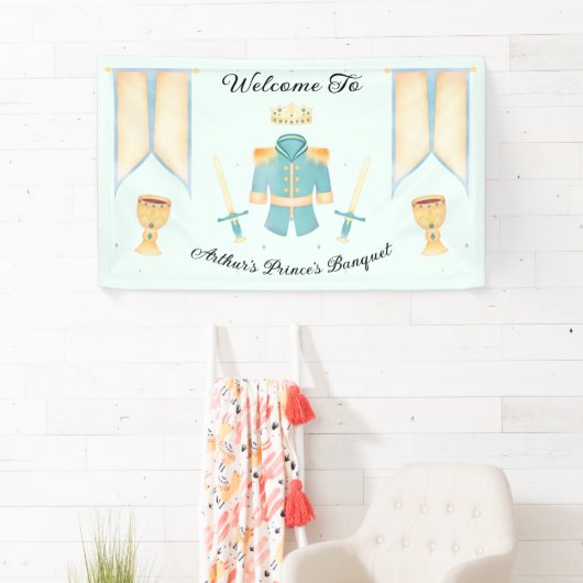 Blauwe en gouden Waterverf Welkomstwoord Spandoek (Insitu)