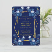 Blauwe en goudgeometrische Flora Wedding Shower In (Staand voorkant)