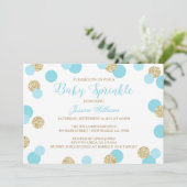 Blauwe en goudglitter Baby Sprinkle-uitvindingen Kaart (Staand voorkant)