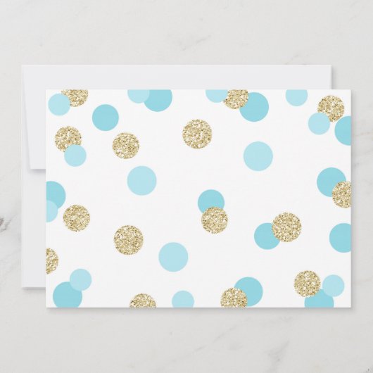 Blauwe en goudglitter Baby Sprinkle-uitvindingen Kaart (Achterkant)