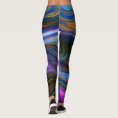 Blauwe en goudglitter marmer leggings (Achterkant)