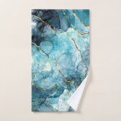 Blauwe en goudglittermarmer bad handdoek (Handdoek)