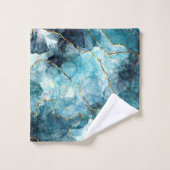 Blauwe en goudglittermarmer bad handdoek (Wasdoekje)