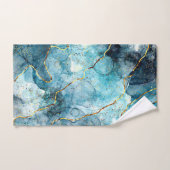 Blauwe en goudglittermarmer bad handdoek (Handdoek)