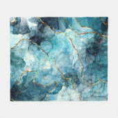 Blauwe en goudglittermarmer fleece deken (Voorkant (Horizontaal))