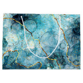 Blauwe en goudglittermarmer groot cadeauzakje (Achterkant)