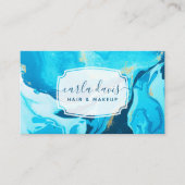 Blauwe en goudgrijze geode moderne marmer visitekaartje (Voorkant)