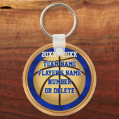 Blauwe en goudhonkbalSleutelhangers met JOUW TEKST Sleutelhanger (Voorkant)