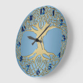 Blauwe en goudKeltische Knot Tree of Life Clock Grote Klok (Hoek)
