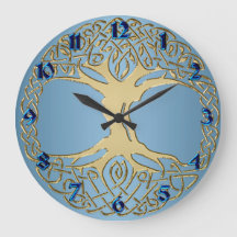 Blauwe en goudKeltische Knot Tree of Life Clock