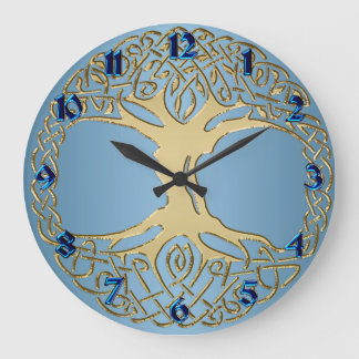 Blauwe en goudKeltische Knot Tree of Life Clock Grote Klok