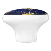 Blauwe en goudkeramische keramische meeuw keramische knop (Zijkant)