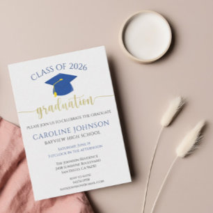 Blauwe en goudklasse van de Graduation Party Kaart